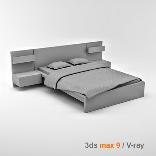 3d architectural visualization bedside cabinet model - MALM bed 140 with bedside cabinet by lajhar